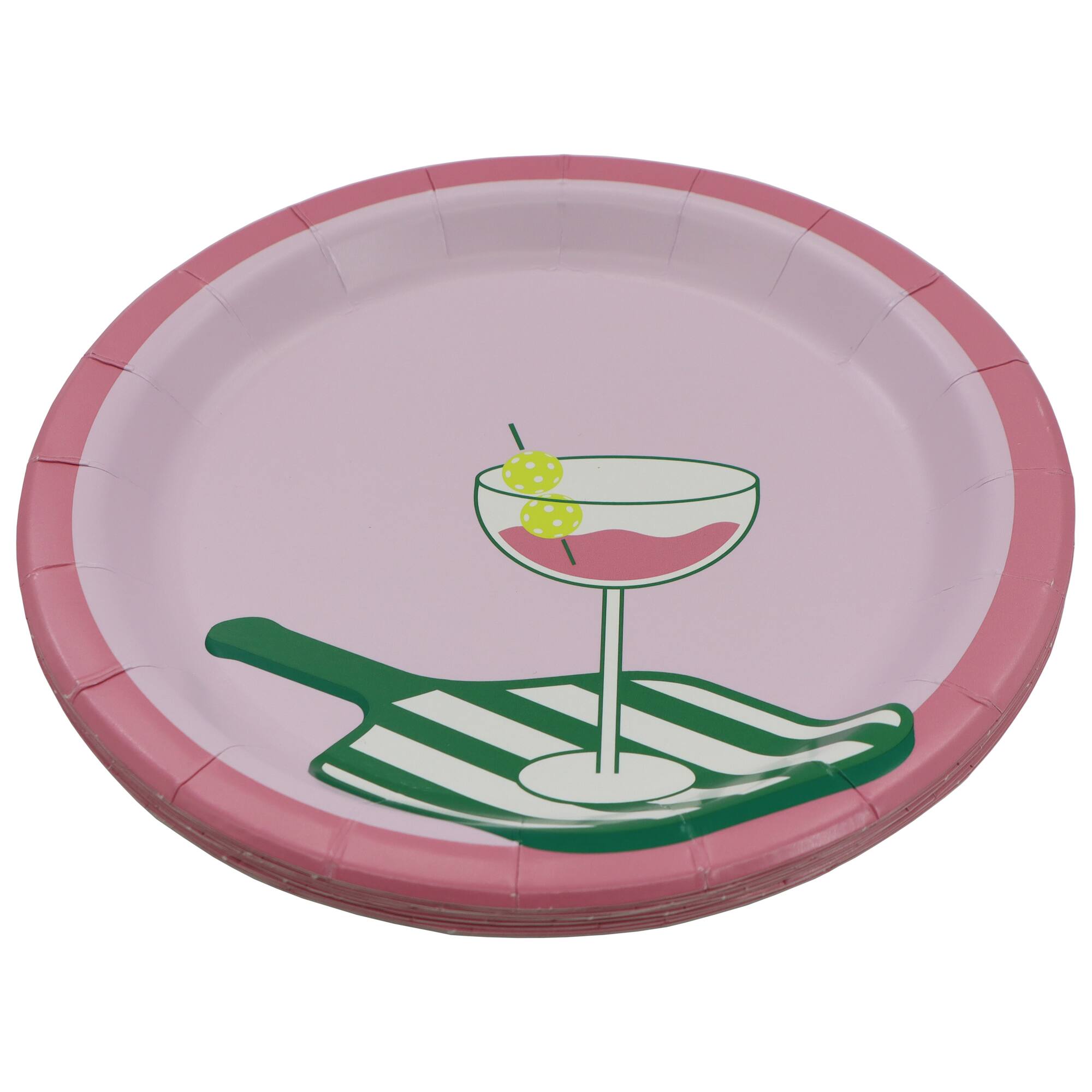 Cocktail Court 7" Pink Paddle & Tini Paper Snack Plates, 10ct. by Celebrate It™